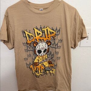 Tan Graphic T-Shirt with Bear Design